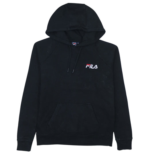 Fila Men's Black Pullover Hoodie Small Embroidered Logo Fleece