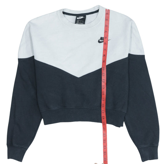 Nike Women Black White Colourblock Crew Neck Pullover Sweatshirt L