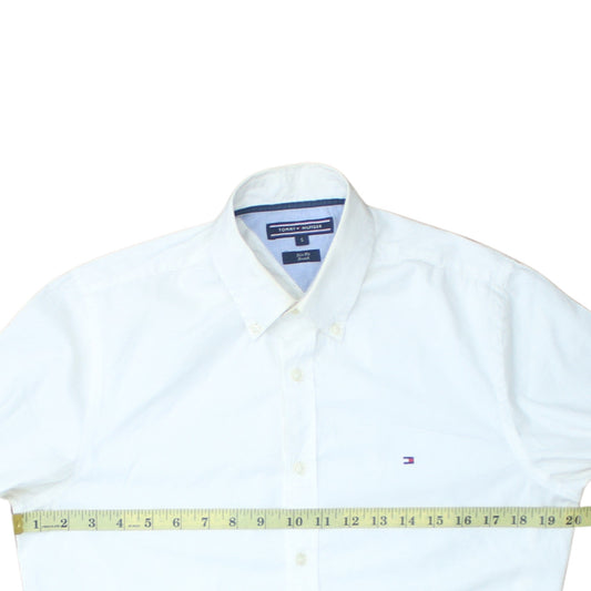 Tommy Hilfiger Men’s White Slim Fit Stretch Button-Up Shirt Size S