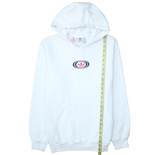Adidas Boys White XL Pullover Hoodie with Trefoil Logo Print