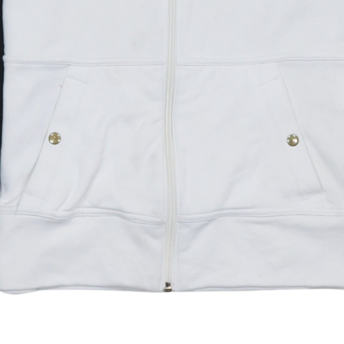 Additional view of Adidas women’s white full zip hoodie, size UK 12, raglan sleeve sportswear