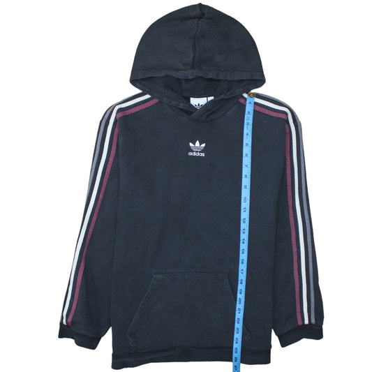 Adidas Men Black Hoodie Medium Pullover Cotton Blend Casual