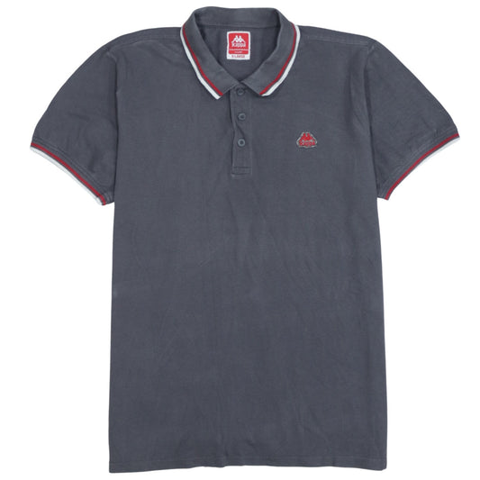 Kappa Men's Grey X-Large Polo Shirt with Red Trim Embroidered Logo