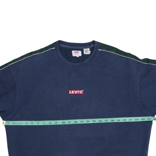 Levi's Men's Blue Crew Neck Logo Pullover Sweatshirt Size M
