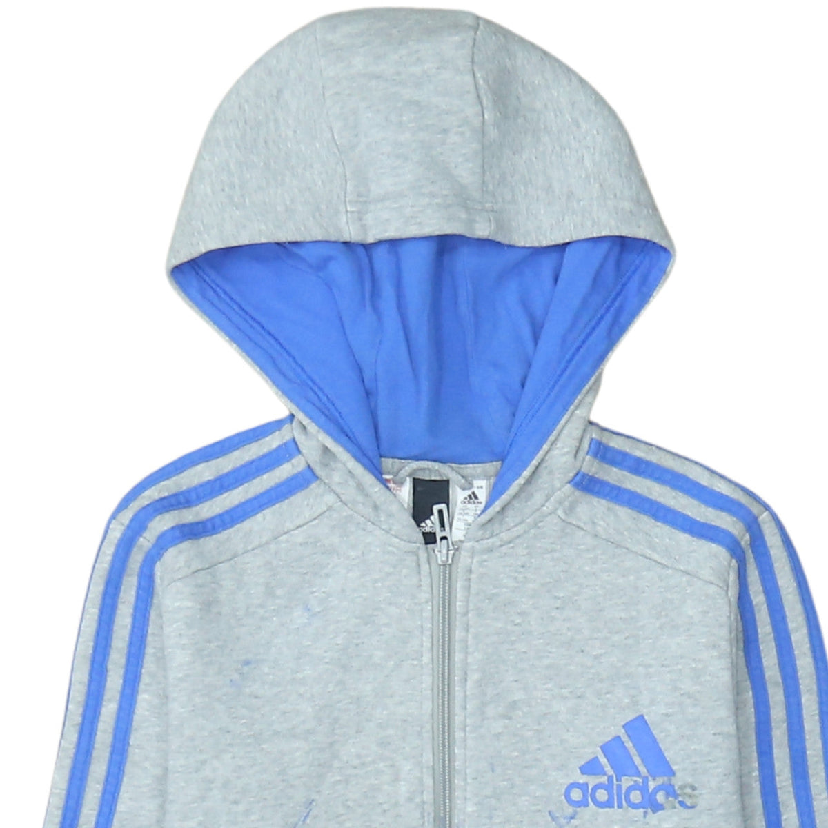 Additional view of Adidas boys’ grey blue full zip hoodie, size 13-14, years l classic hoodie