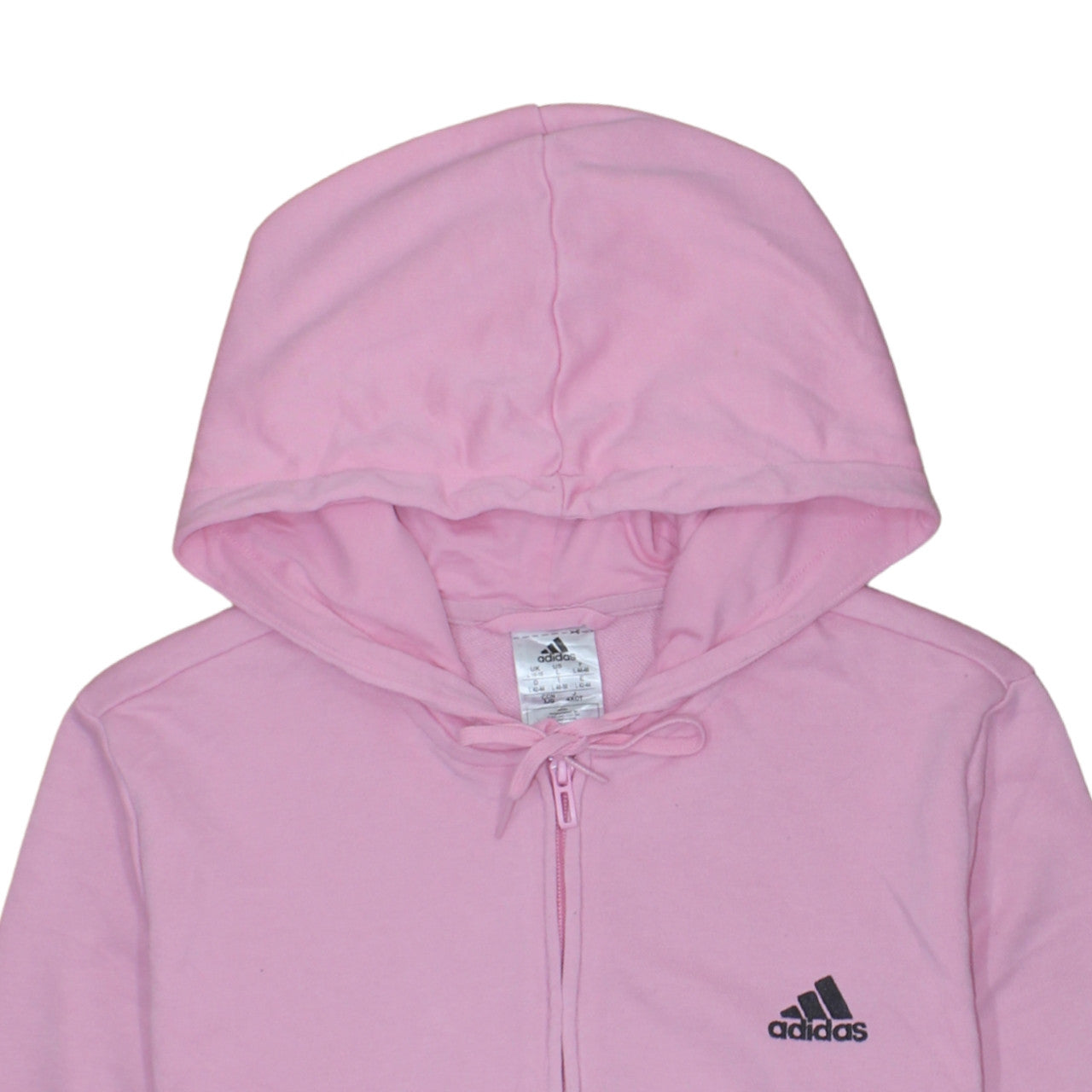 Adidas Women Pink Full Zip Hoodie Size L Logo Print Hooded Sweatshirt