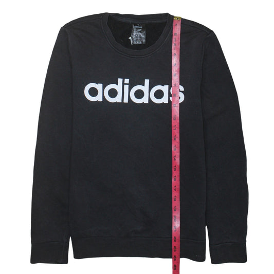 Adidas Womens Black Small Logo Crew Neck Sweatshirt UK 8-10