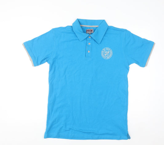 HKM Pro Team Men's Blue Cotton Stretch Polo Shirt M