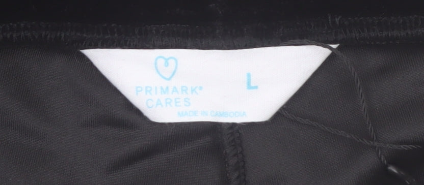 Primark Womens Black Velvet Flared Stretch Trousers Size L