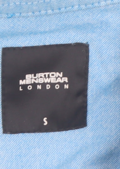 Burton Menswear London Blue Cotton Linen Button-Up Shirt Men S
