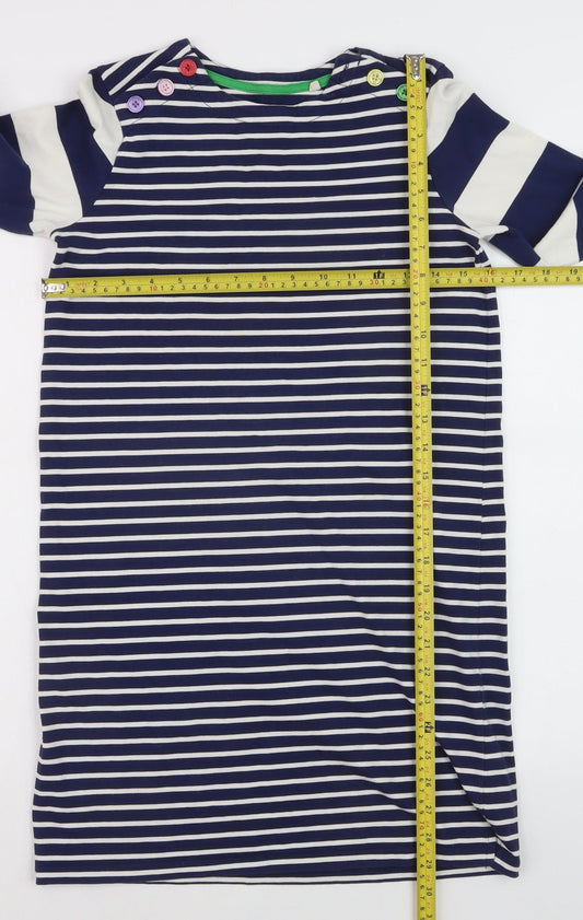 Mini Boden Girls Blue Striped Long Sleeve T-Shirt Dress 11-12 Years