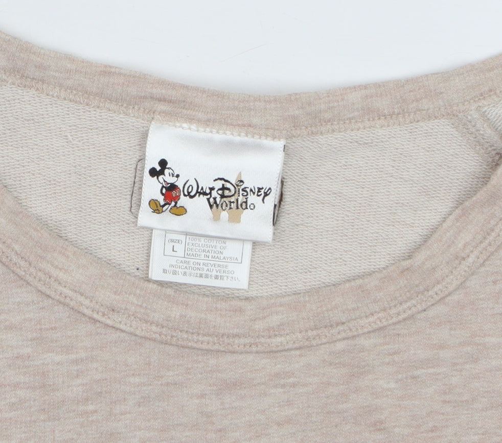 Disney Women Beige Classic Pooh Sweatshirt Size L 100% Cotton