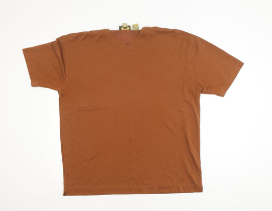 Joseph Abboud Men's Brown V-Neck Short Sleeve Polo Shirt L
