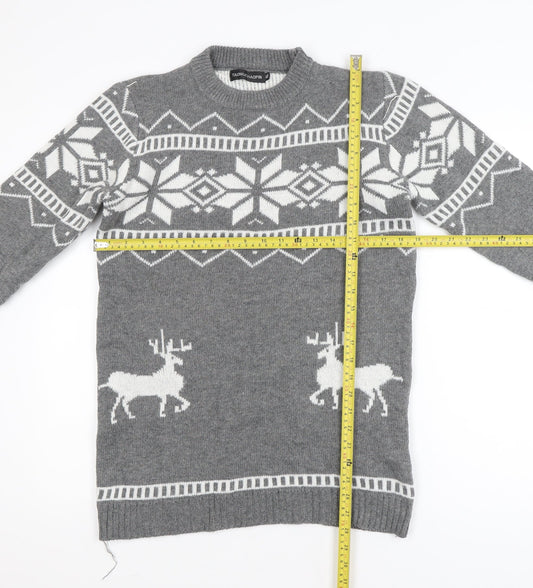 TAONIUCHAOPIN Men's Grey XL Fair Isle Christmas Pullover Jumper