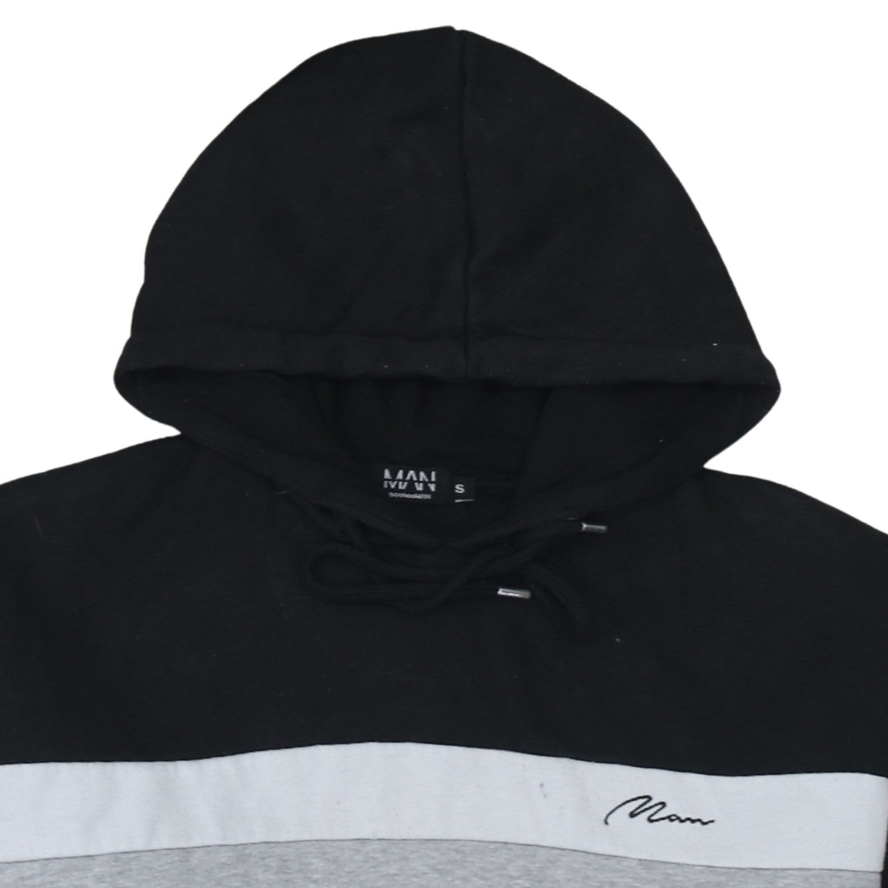 boohooMAN Men's Black Small Pullover Hoodie with Logo