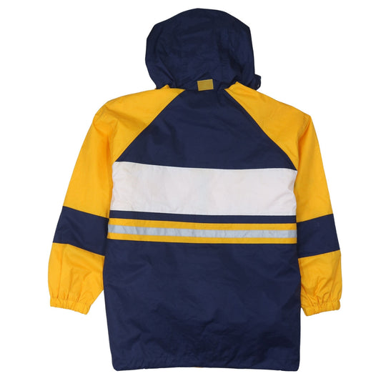 Luciano Men's Blue Yellow Waterproof Anorak Jacket S Retro Outdoor Hooded