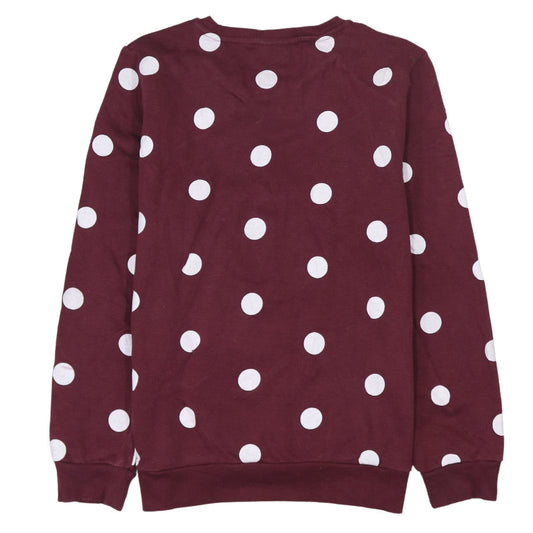 Disney Minnie Mouse Burgundy Polka Dot Sweatshirt XS Women