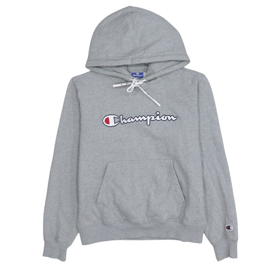 Champion Women Grey Small Pullover Hoodie 100% Cotton Logo Front