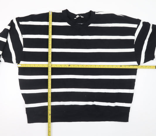 Marks and Spencer Men's Black White Striped XL Pullover Sweatshirt