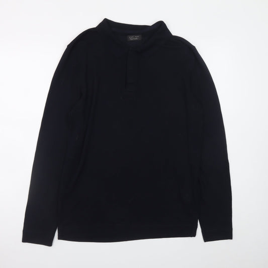 Zara Man Black Long Sleeve Polo Shirt Men’s XL Regular Fit