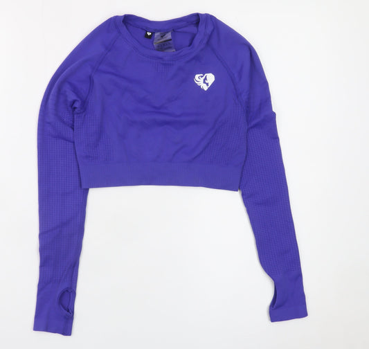 Women's Best Purple Long Sleeve Cropped Gym Top Size S
