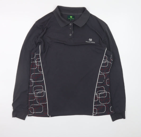 Palm Grove Men’s Black Long Sleeve Polo Shirt Size 16 Regular Fit