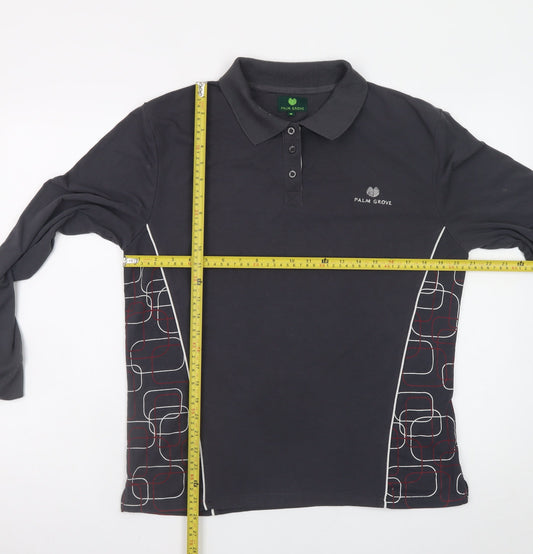 Palm Grove Men’s Black Long Sleeve Polo Shirt Size 16 Regular Fit