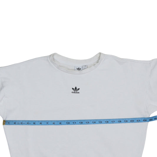 Adidas Women White Crew Neck Long Sleeve Logo Sweatshirt XS