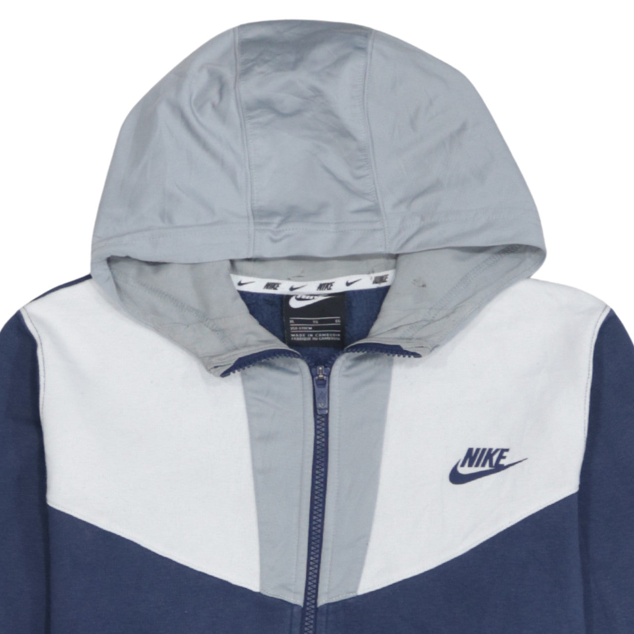 Additional view of Nike boys’ blue full zip hoodie xl 158-170cm colourblock cotton blend