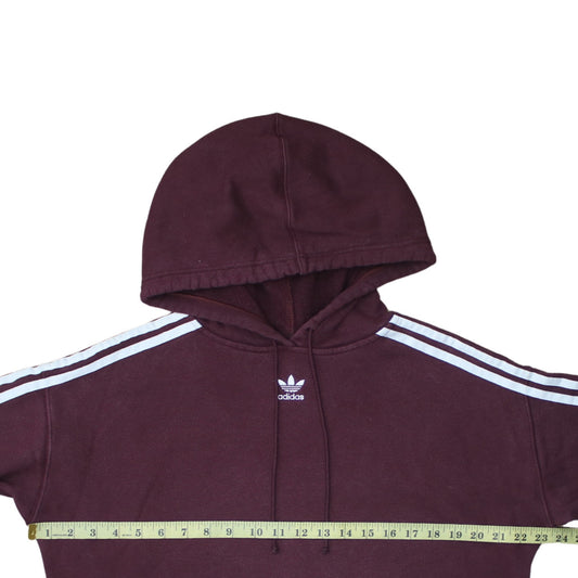 Adidas Womens Burgundy Hoodie Size 8 Cropped Pullover Hooded Sweatshirt