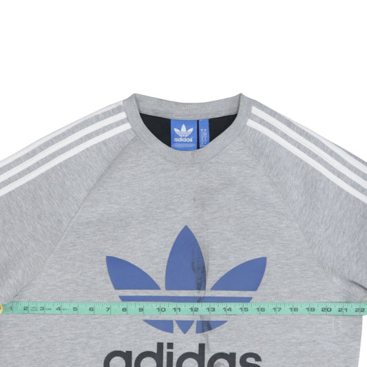Adidas Men's Grey Crew Neck Graphic Pullover Sweatshirt M