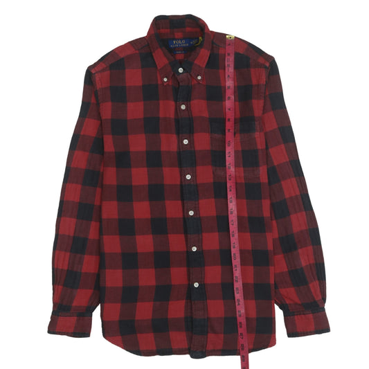 Ralph Lauren Men's Red Check Slim Fit Flannel Cotton Shirt M
