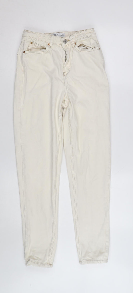 Additional front view of Denim Co. Women's Ivory High Rise Mom Jeans, size 10