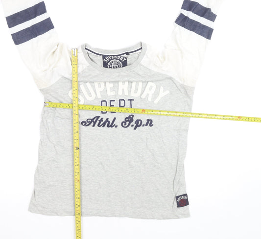 Superdry Men's Grey Graphic 3/4 Sleeve Athletic Top XS