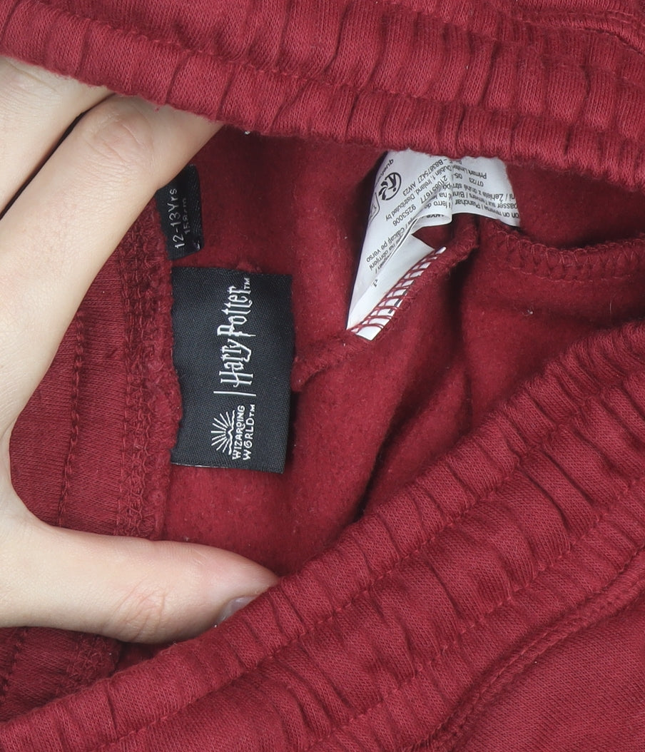 Brand and care label for Harry Potter girls’ burgundy jogger sweatpants 12-13 years hogwarts theme