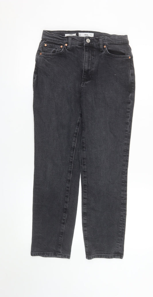 Mango Women's Black Straight Jeans Size 10 Slim Fit High Rise