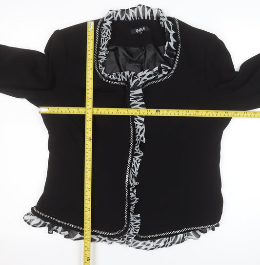 Sable Women Black Size 14 Ruffle Trim Blazer Jacket Elegant Workwear
