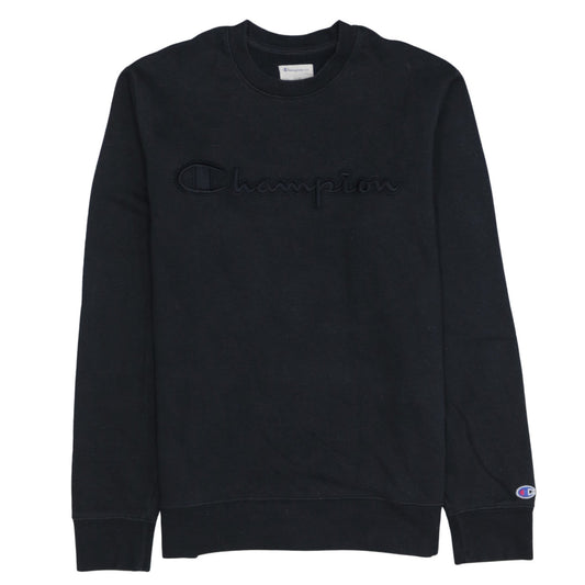 Champion Men's Black Crew Neck Embroidered Logo Sweatshirt M