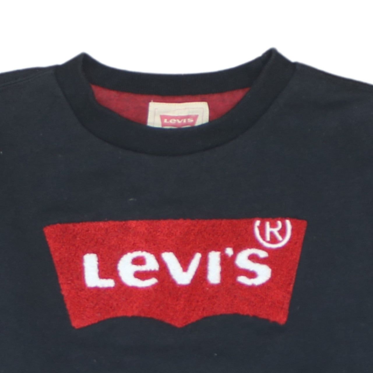 Additional view of Levi's boys’ black logo crew neck pullover sweatshirt, size 12, years