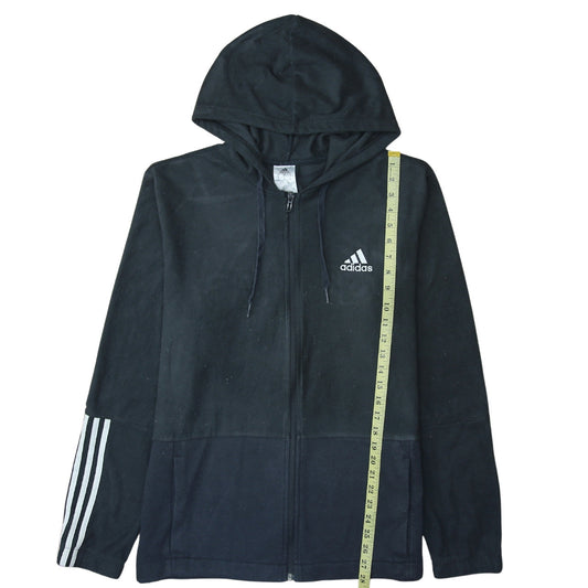 Adidas Men's Black XL Full Zip Hoodie with Logo and Pockets