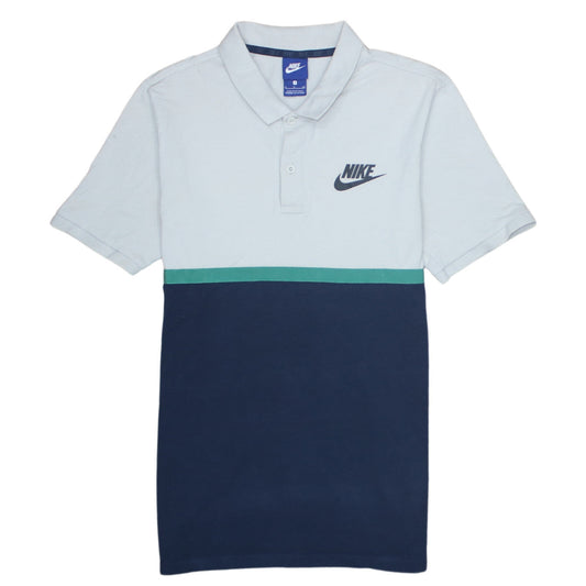 Nike Men's Blue Colourblock Short Sleeve Polo Shirt Size S