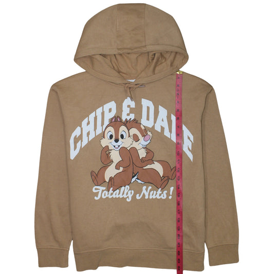 Disney Chip & Dale Women's Beige Hoodie S Pullover Graphic Print