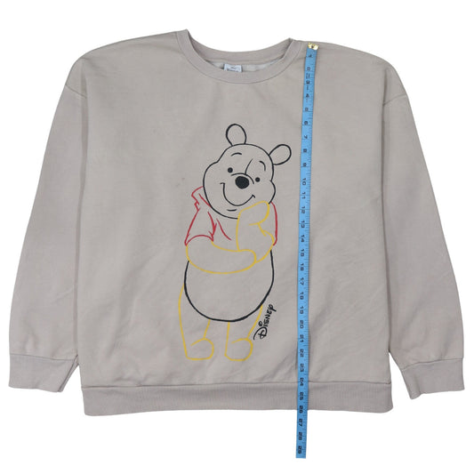 Disney Winnie the Pooh Women Grey Sweatshirt 2XL Cotton Crew Neck