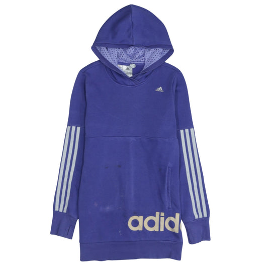 adidas Girls Purple Hooded Pullover Sweatshirt 13-14 Years Logo Sportswear