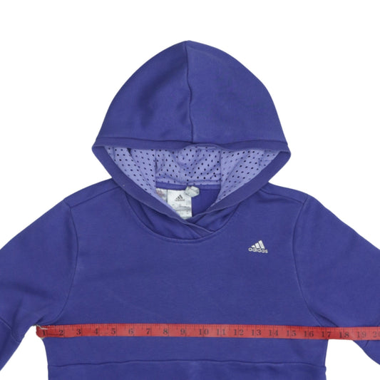 adidas Girls Purple Hooded Pullover Sweatshirt 13-14 Years Logo Sportswear