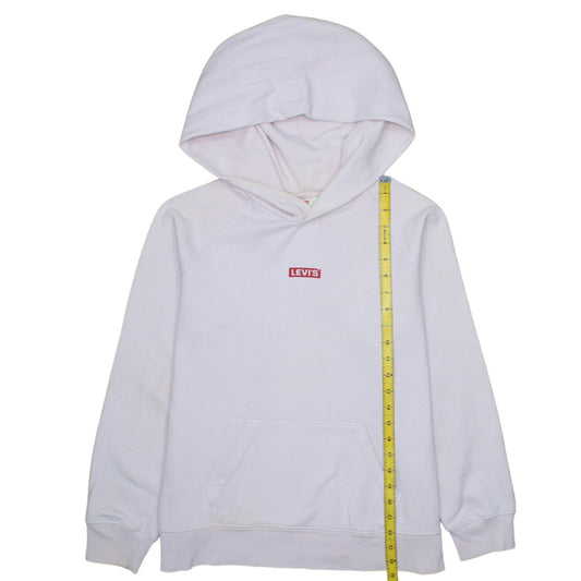 Levi's Women White Pullover Hoodie S Logo Print Casual Cotton Blend