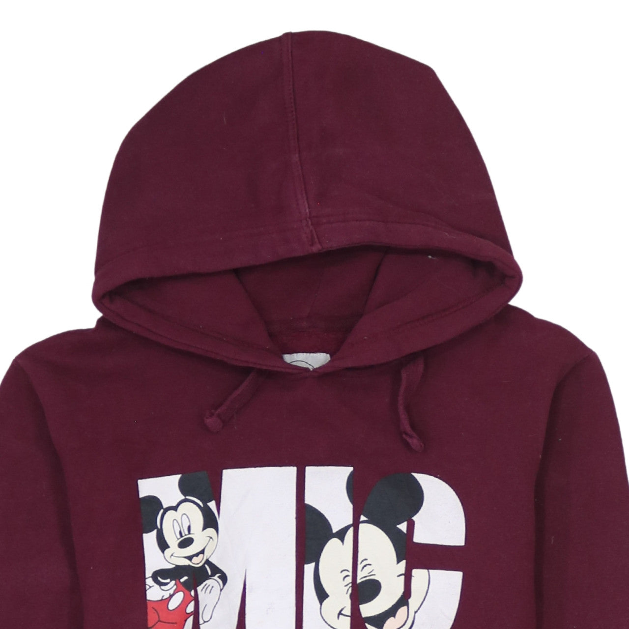 Disney Women Burgundy Mickey Mouse Pullover Hoodie Size 12