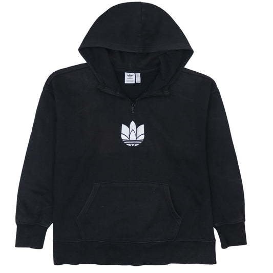 Adidas Women's Black 1/2 Zip Hooded Sweatshirt UK 12