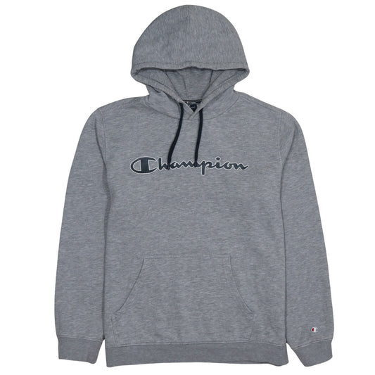 Champion Men's Grey Pullover Hoodie Large Cotton Blend Logo