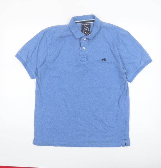 Raging Bull Men's Blue Cotton Polo Shirt Size M Short Sleeve